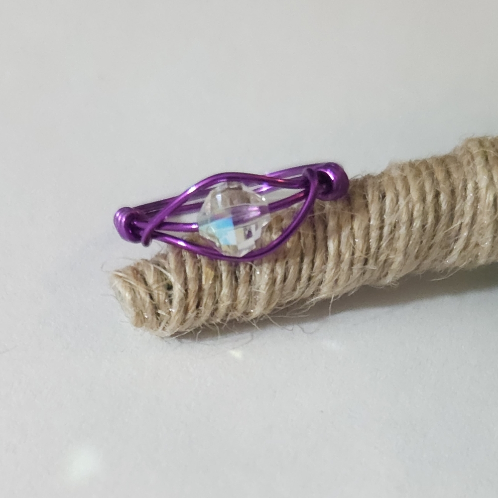 Handmade Vintage Aurora Borealis Crystal Wire Wrapped Ring Size 7 / Made to Size - Picture 2 of 13